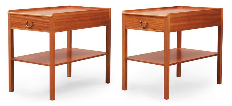 A pair of Josef Frank mahogany bedside tables, Svenskt Tenn, model 914.