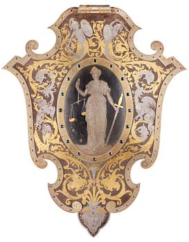 586. A Swedish ornamental shield, probably by Hjalmar Norrström, Eskilstuna late 19th Century.