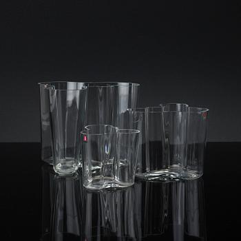 ALVAR AALTO, vaser, 3 st, "Savoy", glas, Iittala, Finland.