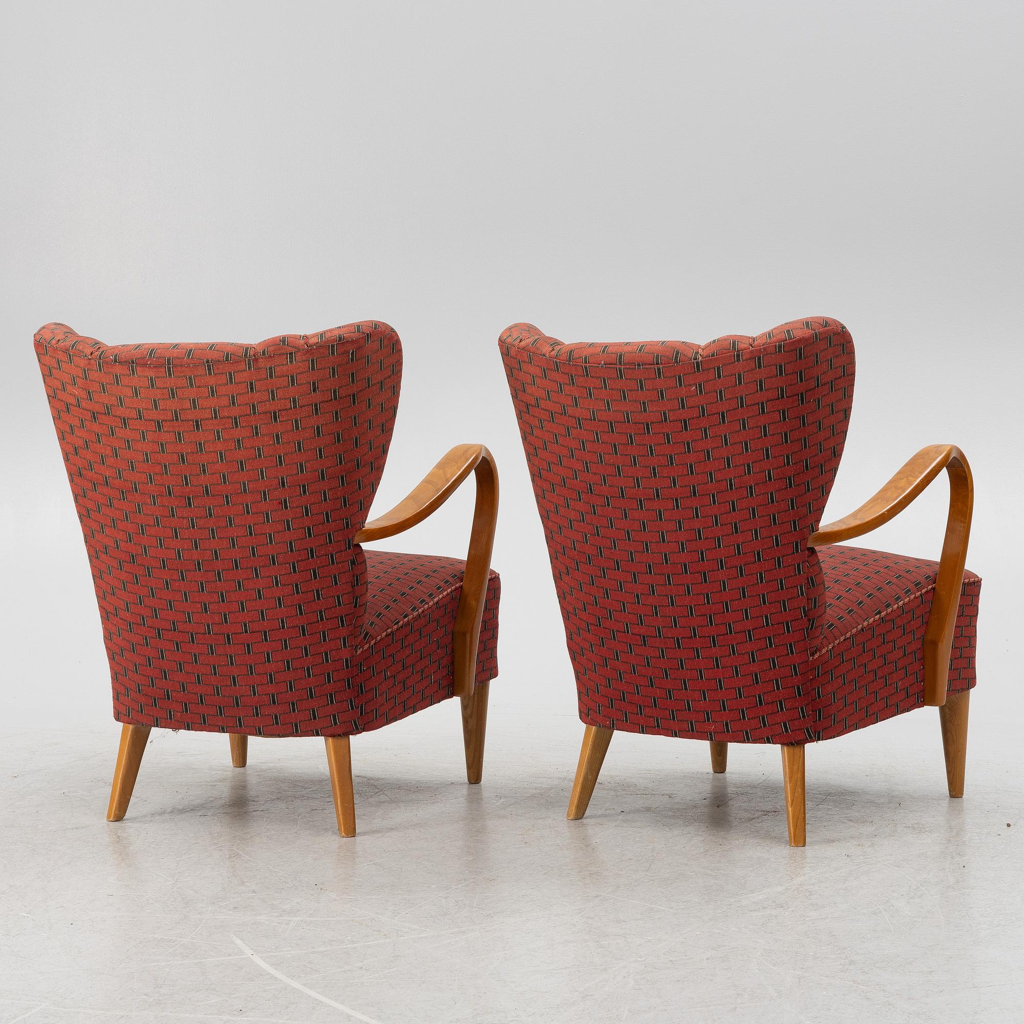A pair of armchairs, first half of the 20th century, Swedish Modern.
