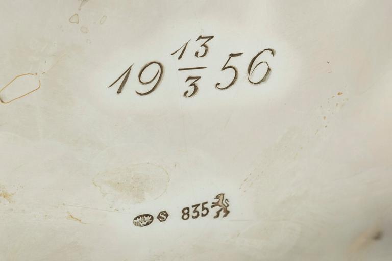 KAFFFESERVIS, 3 delar, silver, rokokostil. Vikt ca 800 g.