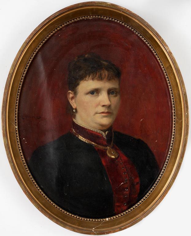 EDVARD PERSÉUS, ett par, olja på duk, sign E. Perséus, 1800-tal.