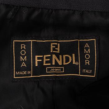 FENDI, ensemble bestående av jacka, jeans, väst samt top, italiensk storlek 42-46.