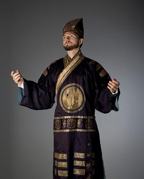 A purple silk taoist priest robe. Late Qing dynasty.