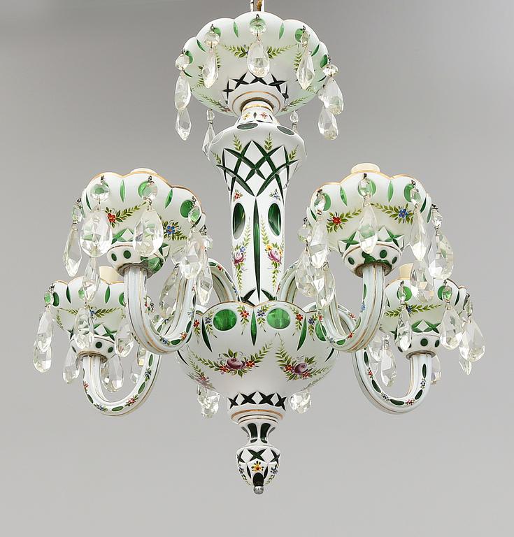 TAKKRONA, glas, Böhmen, 1900-talets mitt. Höjd ca 50 cm.