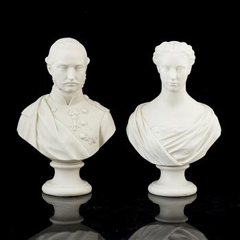A pair of porcelain busts, Gustafsberg, mid 19th Century.