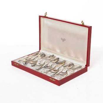 Jacob Ängman, 13 silver coffee spoons, 'Rosenholm', GAB, Stockholm, 1951-61.