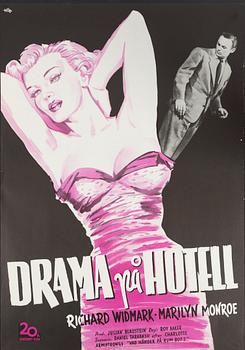 A vintage movie poster 'Drama på hotell (Don't Bother to Knock)', 1952.