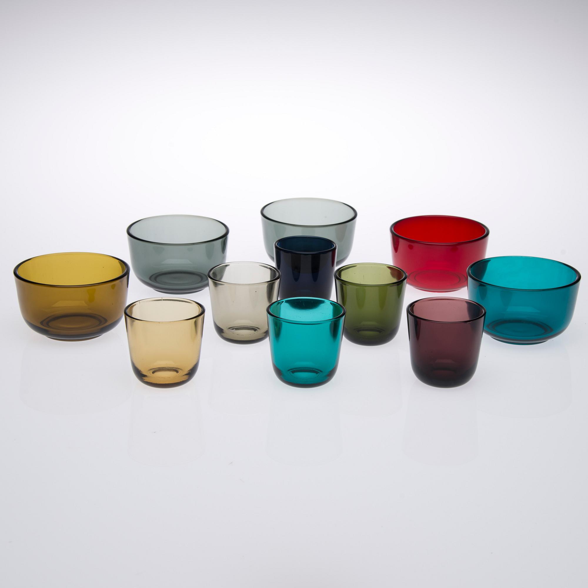 SKÅLAR SAMT GLAS, 5+6 st, glas, Saara Hopea samt Kaj Franck, Notsjö, 1950-70-tal.