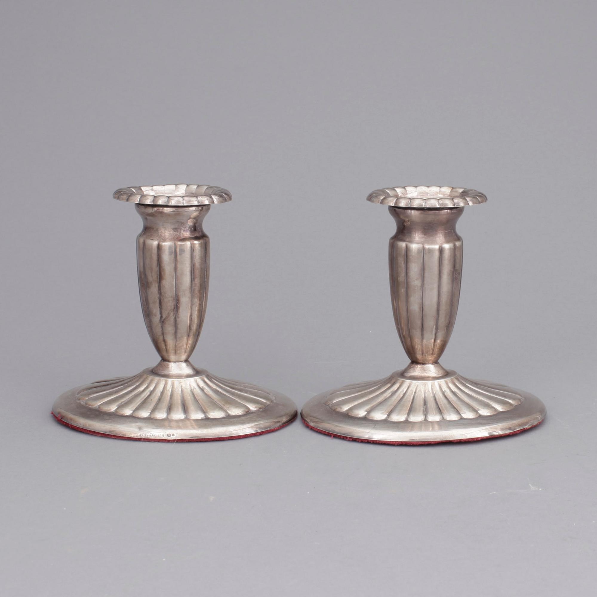 LJUSSTAKAR, 3 par, silver, bla Mema, 1930-90-tal.