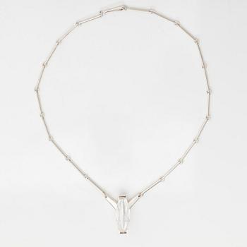 Björn Weckström, A sterling silver necklace "Luminoso" with a munsteiner cut rock crystal. Lapponia 2009.