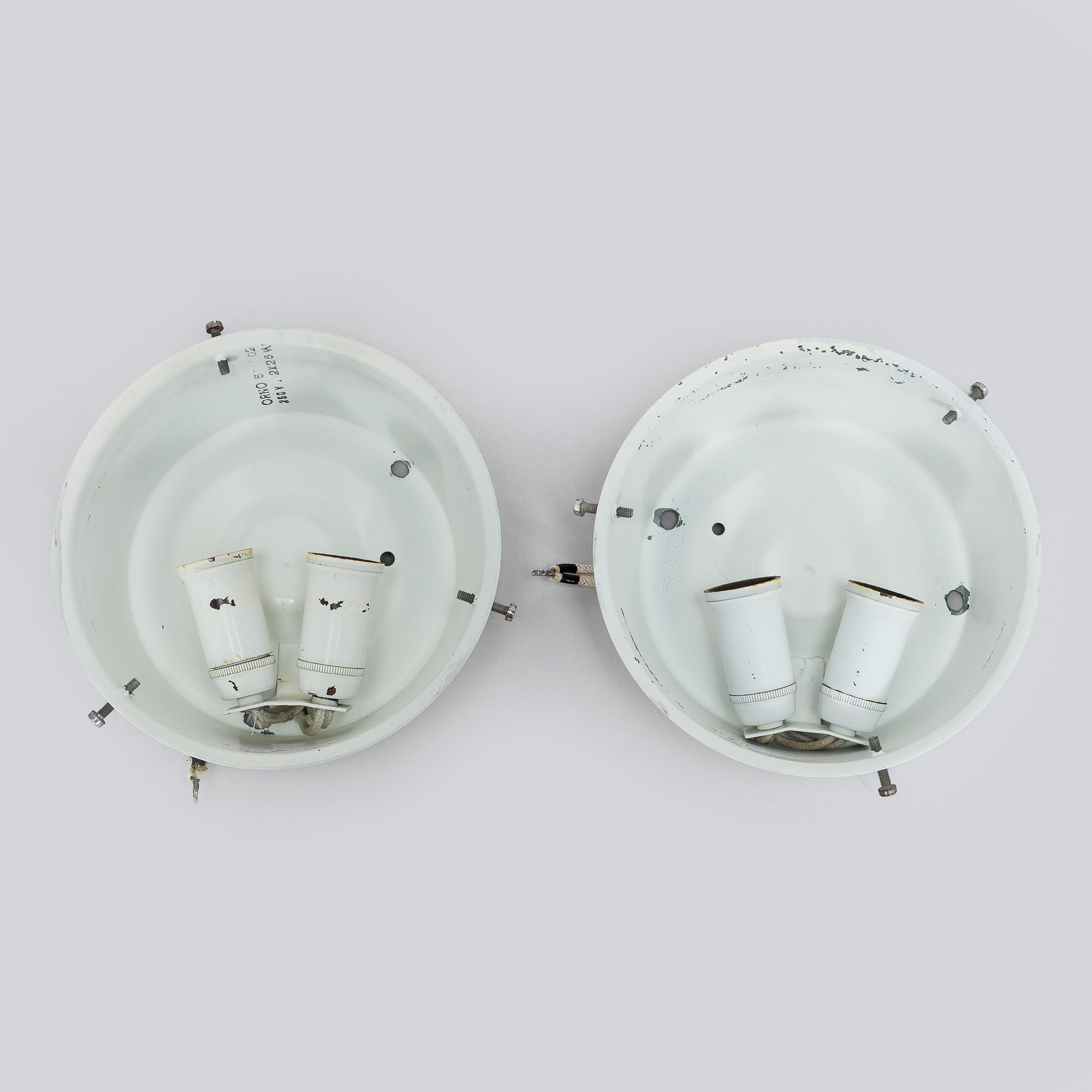 Arne Jacobsen, a pair of 1960's 'AJ-Eklipta' ceiling/wall lamps, for Louis Poulsen/licensed manufacturer Orno, Stockmann.