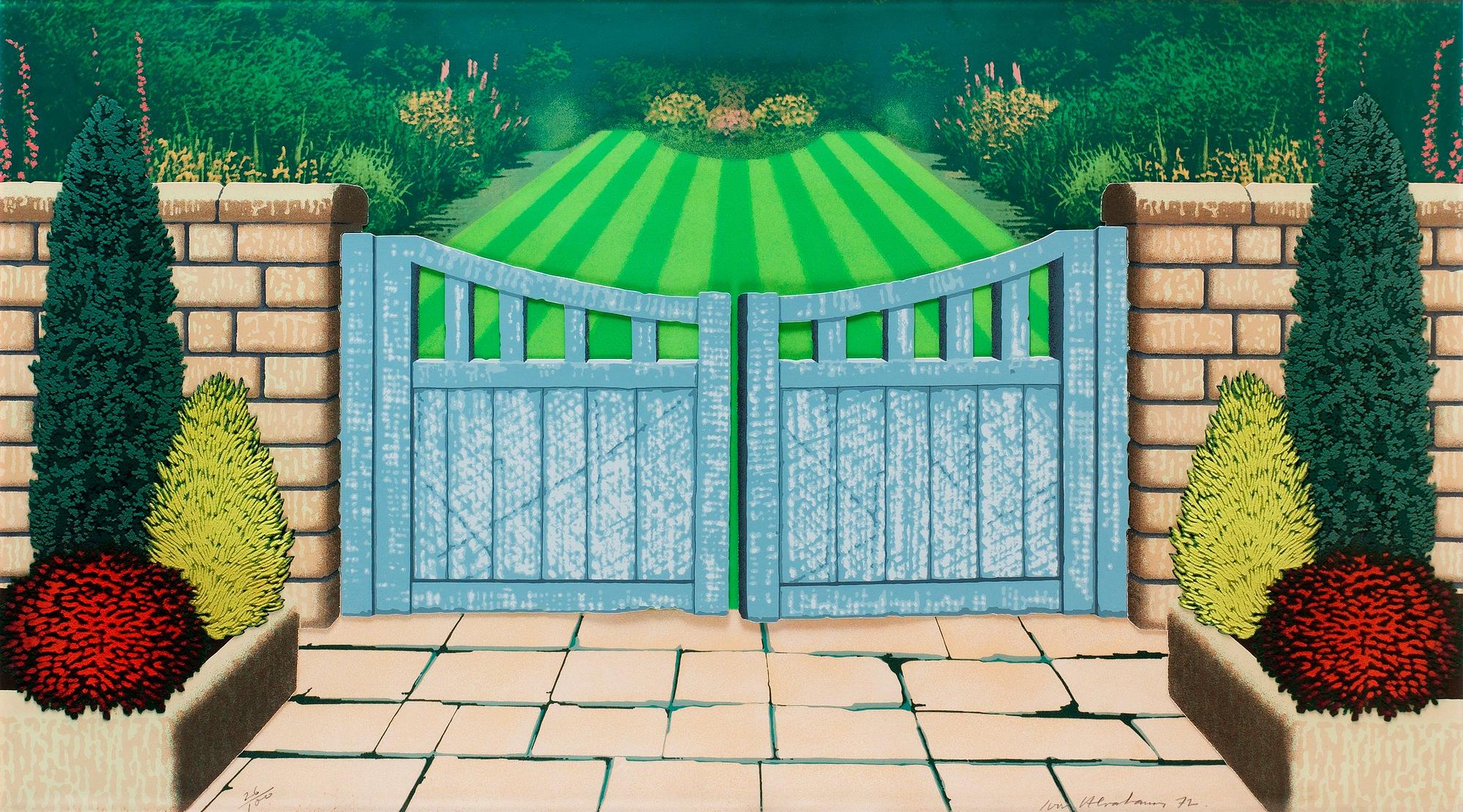 IVOR ABRAHAMS, Färgserigrafi och kollage med applikation av filtpulver, 1972, signerad med blyerts 26/100.