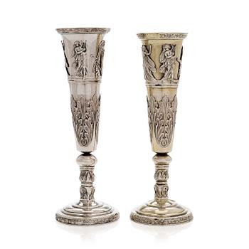 Peter Andreas Möller, Two parcel-gilt champagne flutes, St. Petersburg, 1834 and 1837.
