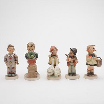 FIGURINER, 5 st, porslin, MJ Hummel, Goebel, 1900-tal.