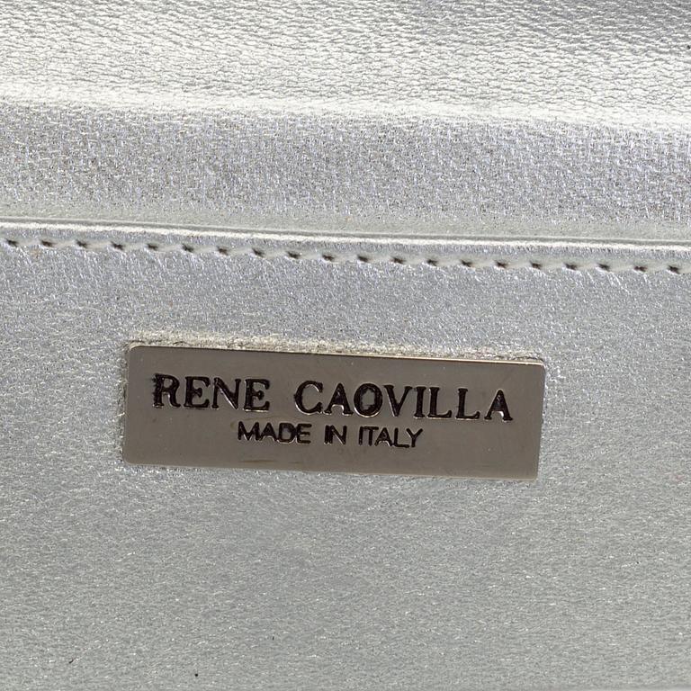 A silver- and glasstone clutch by Rene Caovilla.