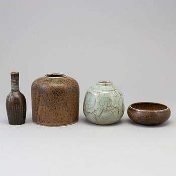 Four pcs of stoneware vases by Carl-Harry Stålhane, Rörstrand,