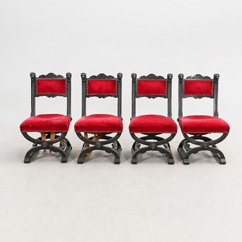 A set of four Renaissance chairs around 1900.