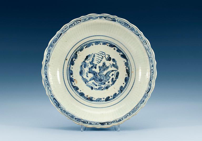 A blue and white charger, Ming dynasty (1368-1644).