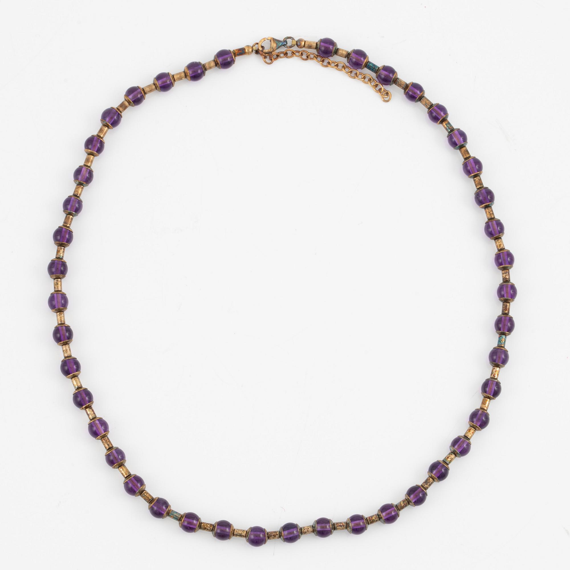 Collier och örhängen, set, Metropolitan Museum Art, förgyllt silver med ametister.