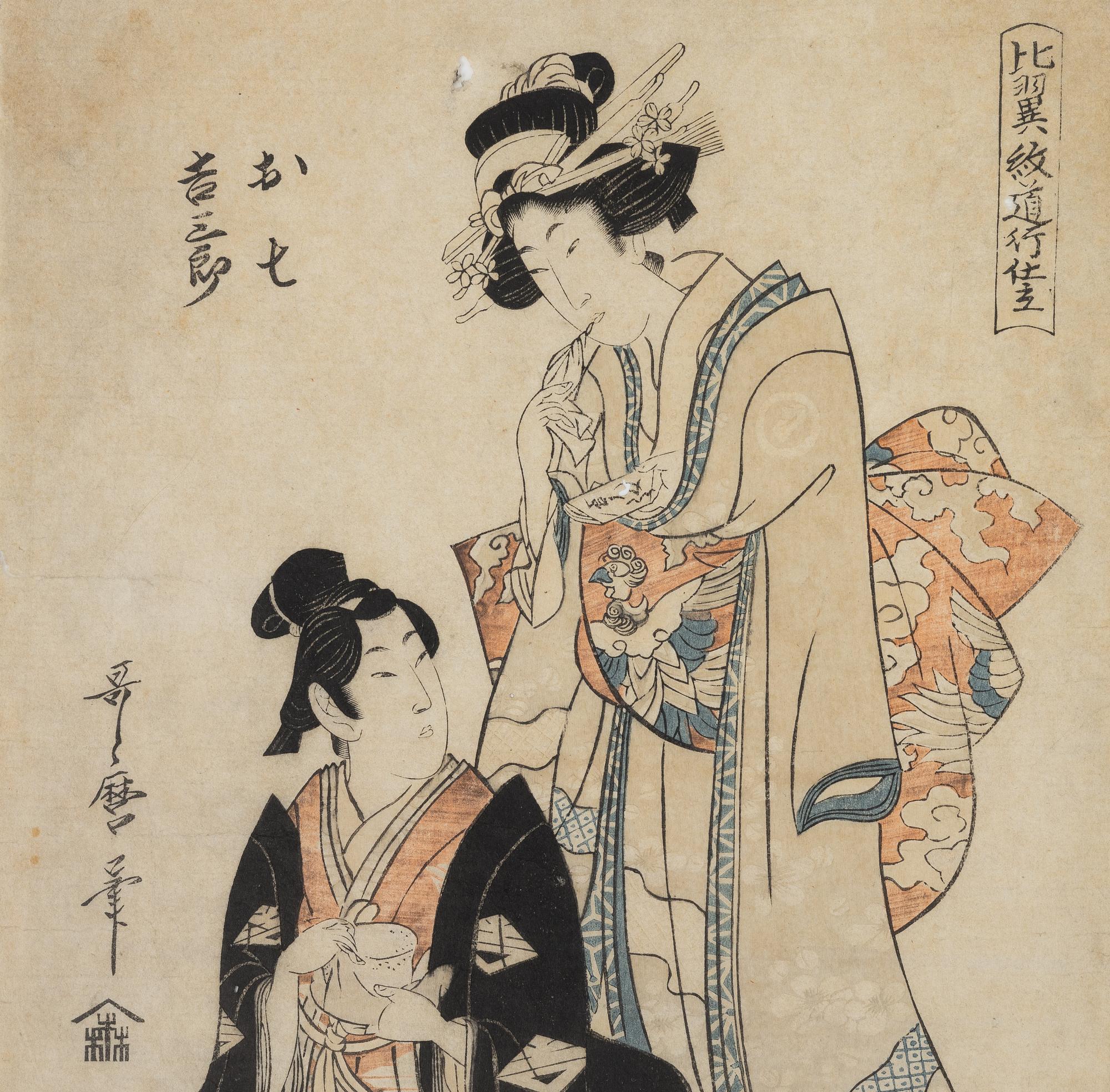 Kitagawa Utamaro, "Kurtisan och samuraj med kopp".