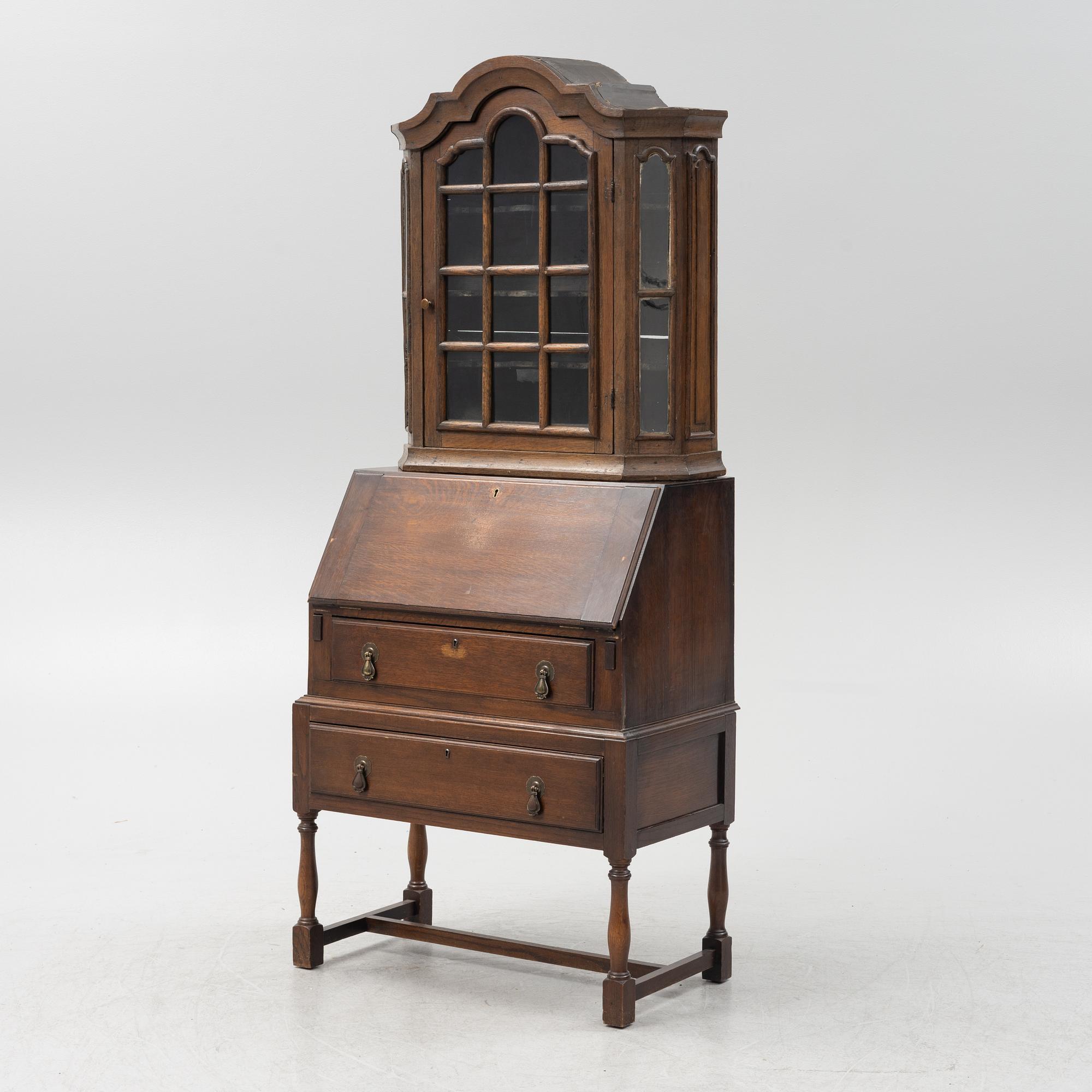 Display cabinet, Germany, 18th/19th century, with later secretaire.