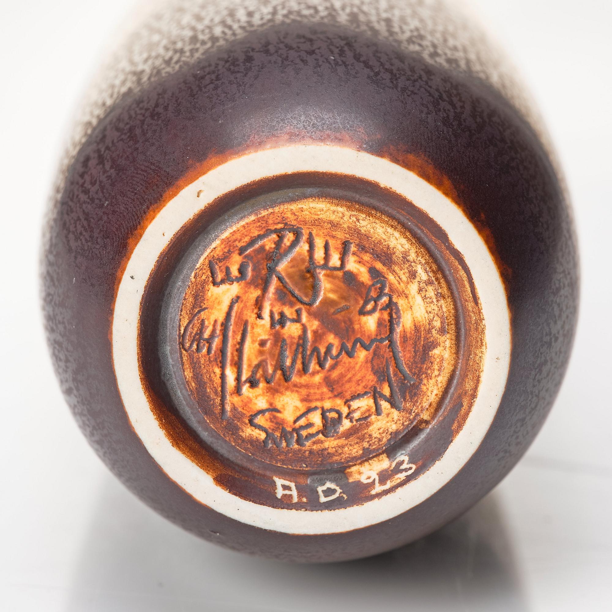 Carl-Harry Stålhane, a unique stoneware vase, Rörstrand, Sweden 1963.