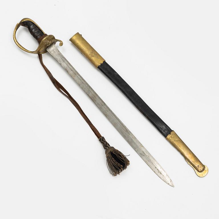 A Swedish naval NCO's hanger 1885 pattern, with scabbard.