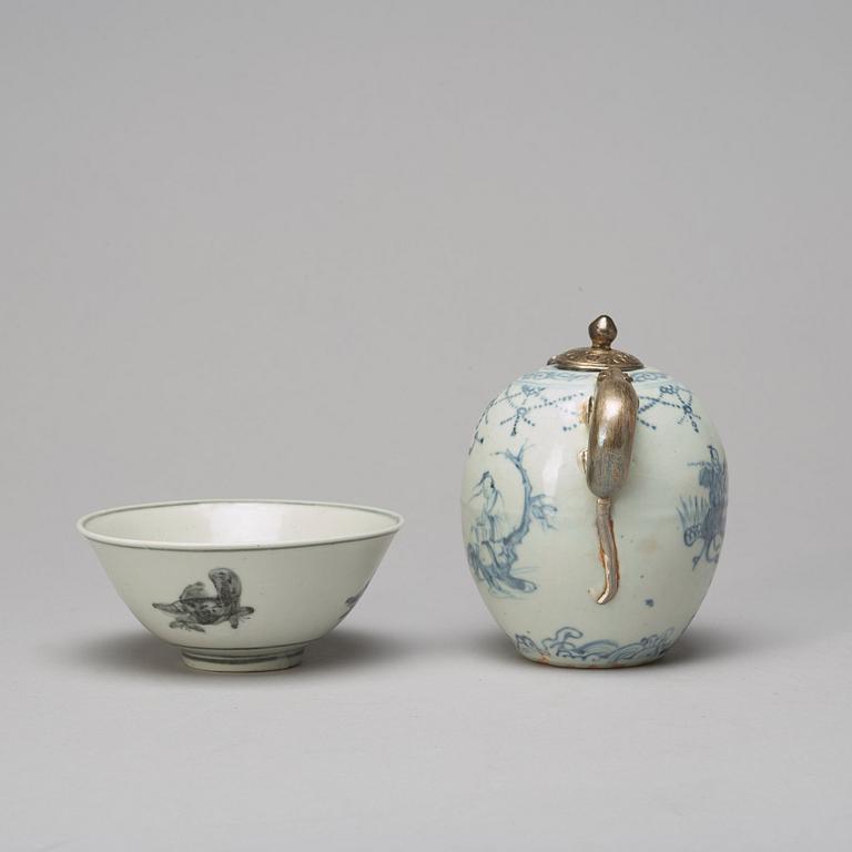A South East Asian tea pot and bowl, 20th Century.