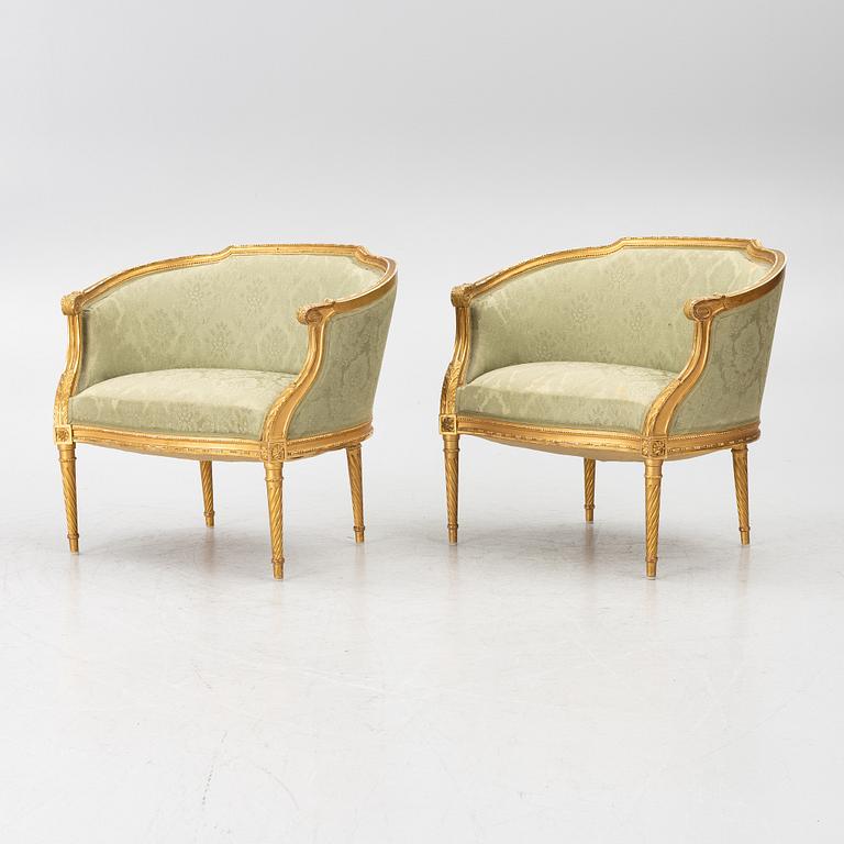 Fåtöljer ett par, Louis XVI-stil, 1900-tales början.