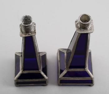 LJUSSTAKAR, 1 par, blyglas, 1800-/1900-tal.