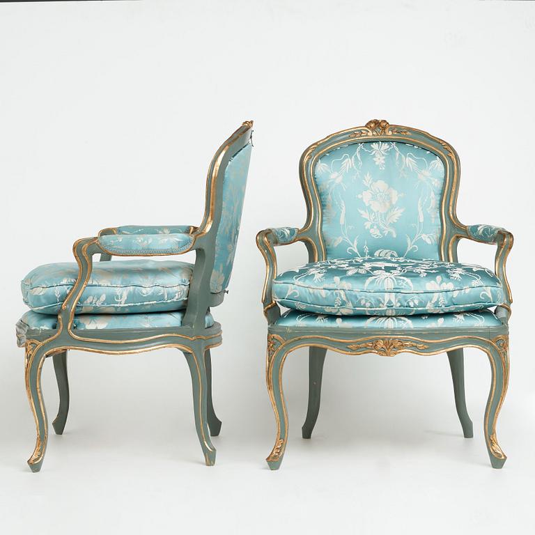 A pair of Swedish Rococo 18th century chairs.