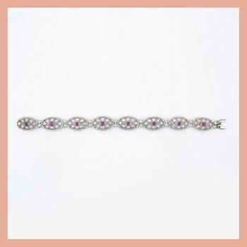 A ruby and single-cut diamond bracelet signed Buccellati (probably by Federico Buccellati).
