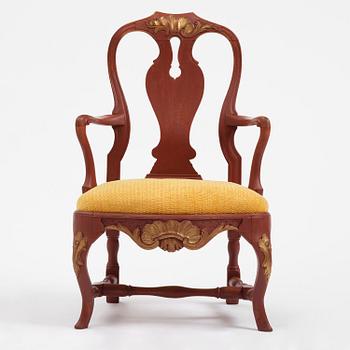 A Swedish rococo armchair, Stockholm, later part 18th century.