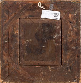OKÄND KONSTNÄR, olja på pannå, troligen 1700-tal, otydligt monogramsignerad.