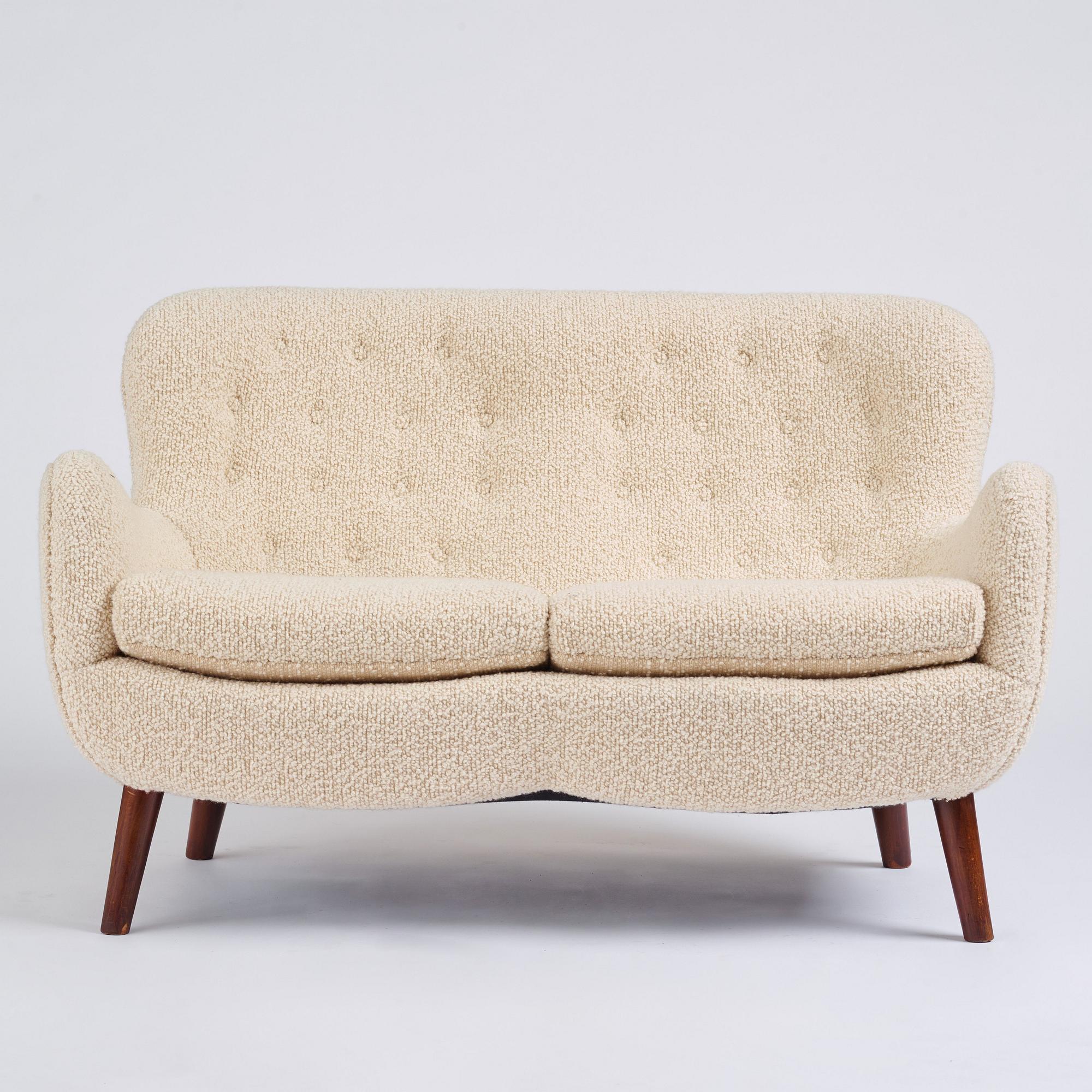 Frits Schlegel, "Love seat" soffa, Fritz Hansen, Danmark 1940-50-tal.