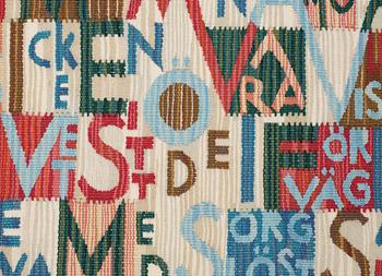 VÄVNAD. "Bokstäverna". Gobelängvariant. 44 x 74 cm. Signerad BS.