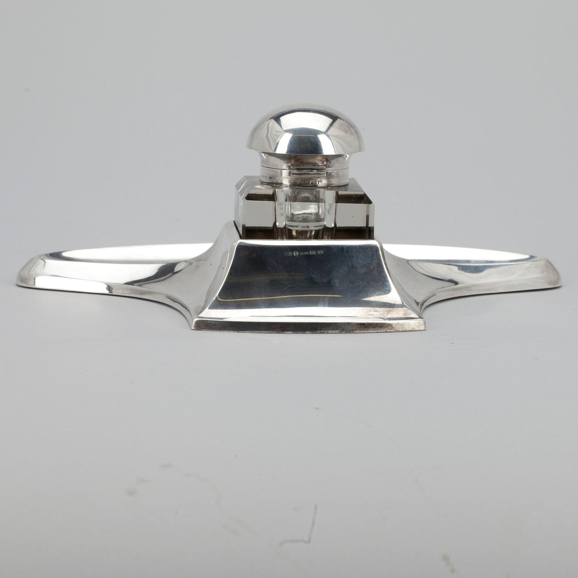 SKRIVSTÄLL, silver samt glas, Gösta Helenius, Åbo 1928.