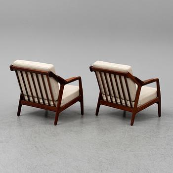 H Brockmann-Petersen, a pair of Danish teak easy chairs, 1950's/60's.