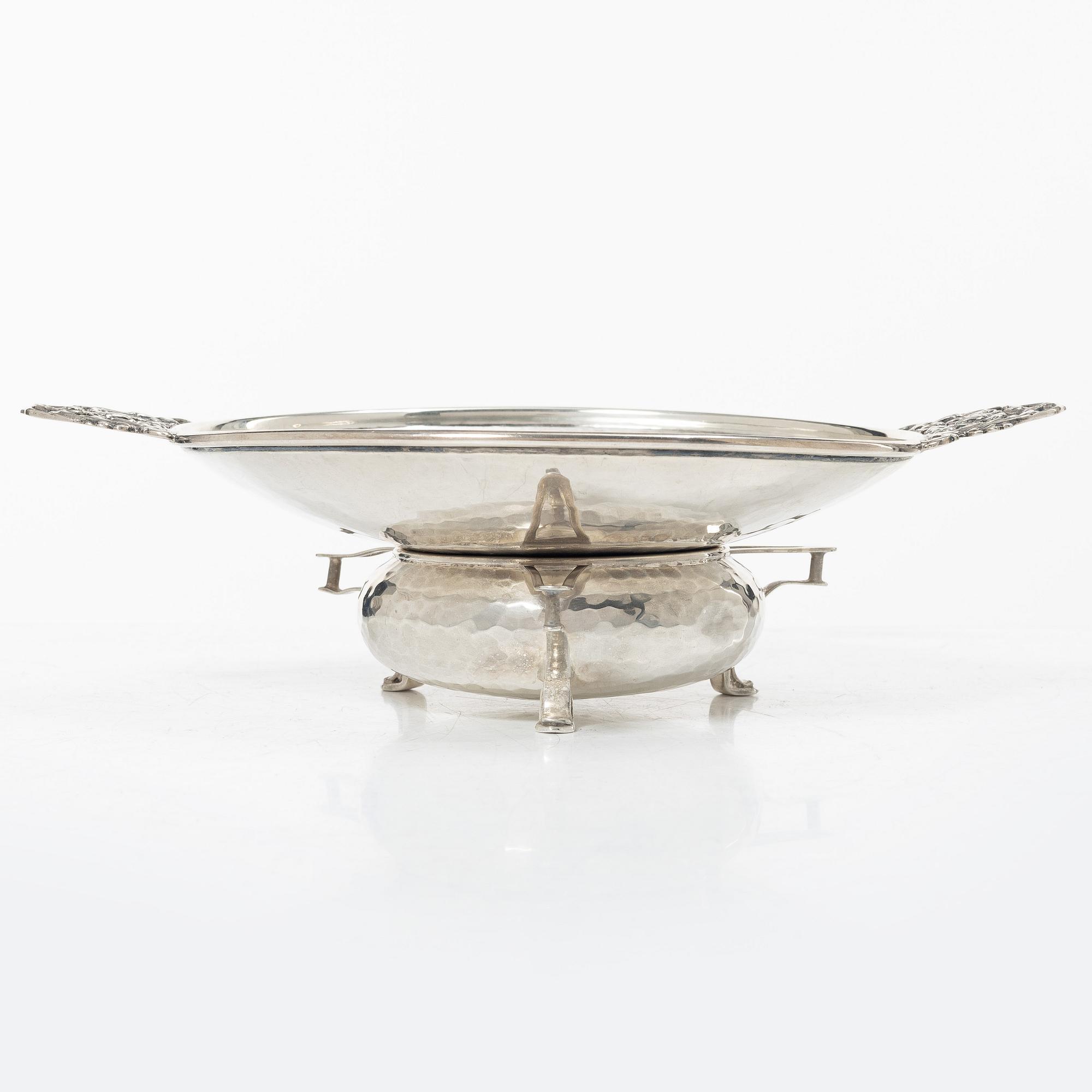 Skål samt skålfat, silver, Birmingham 1906 samt 1921, bl a Marples & Co.