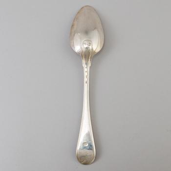 A Swedish empire silver serving spoon by Jacob Richard Borg in Gävle 1841. Weight ca 103 grams.