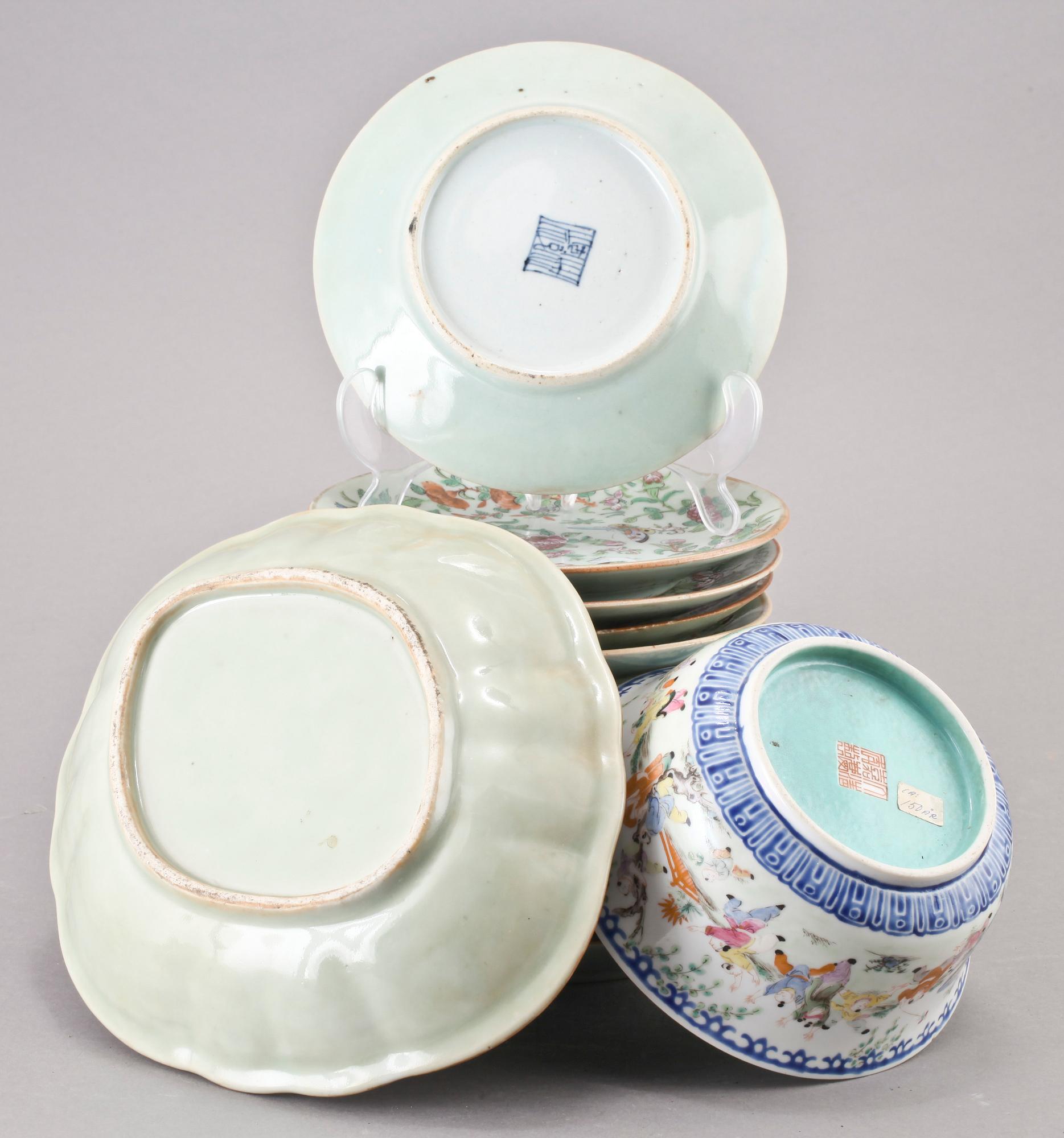 PARTI PORSLIN, 14 delar, Kina 1800-tal.