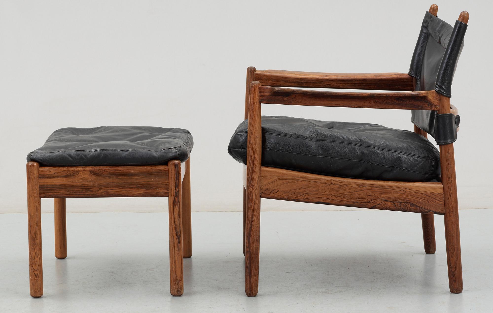FÅTÖLJ samt FOTPALL, Gunnar Myrstrand, Källemo, 1960-70-tal.