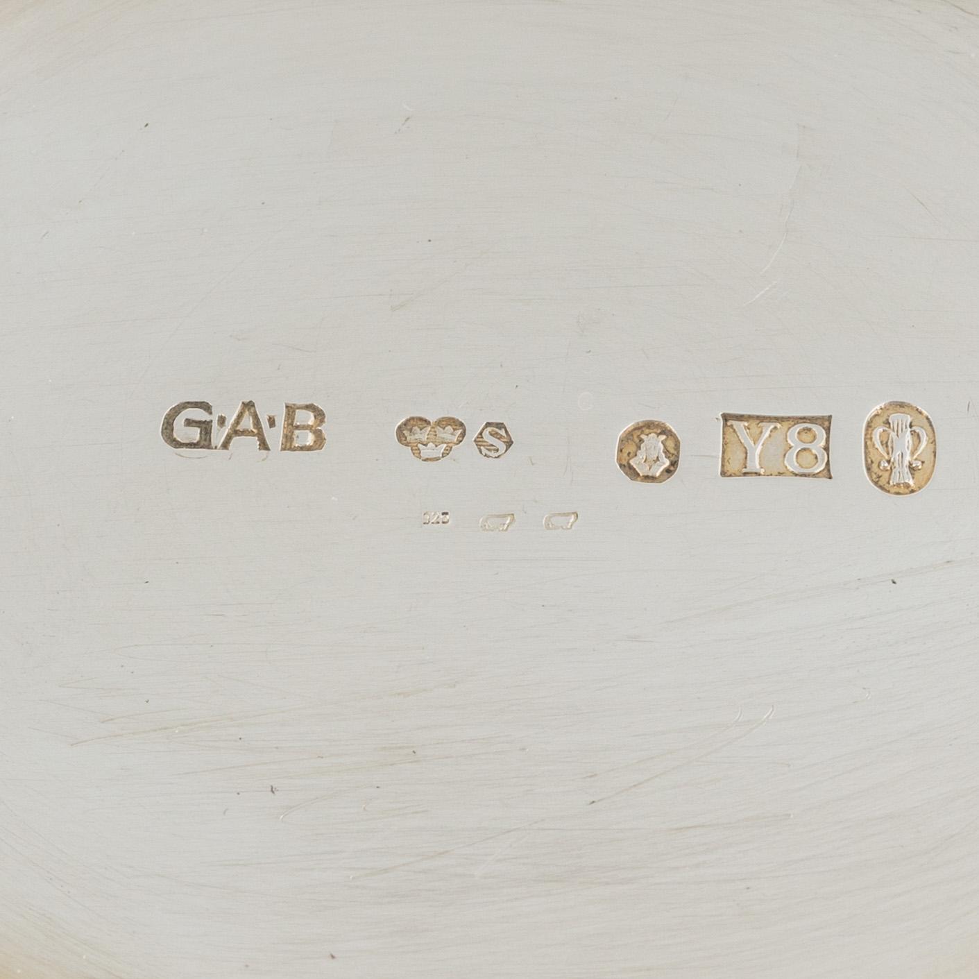 Kaffeservis, 3 delar, silver, Guldsmedsaktiebolaget GAB, Stockholm 1949.