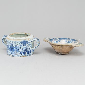 A Dutch suger bowl and kovsch, 18th Century.