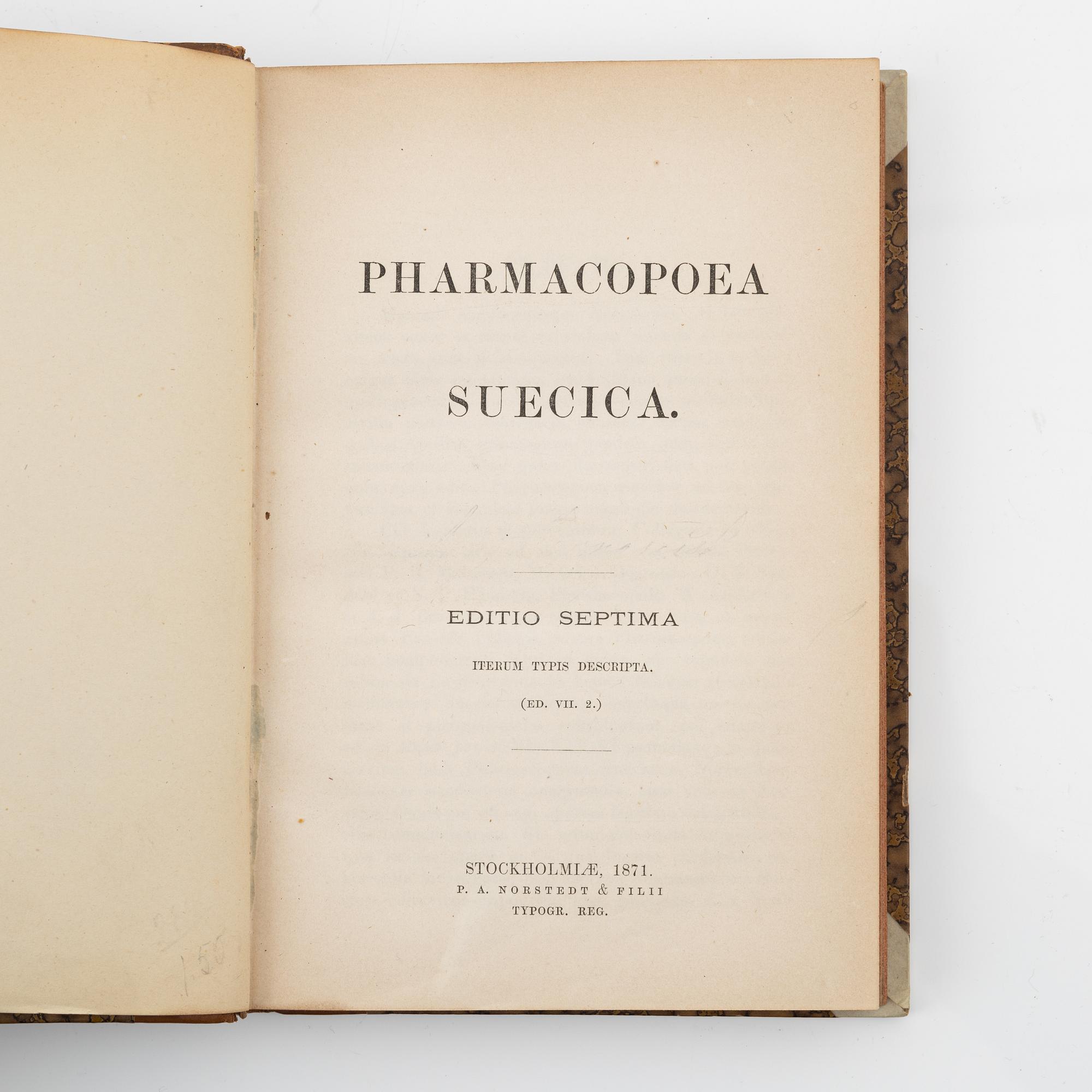 Four Swedish pharmacopoeiae of the 19th century.