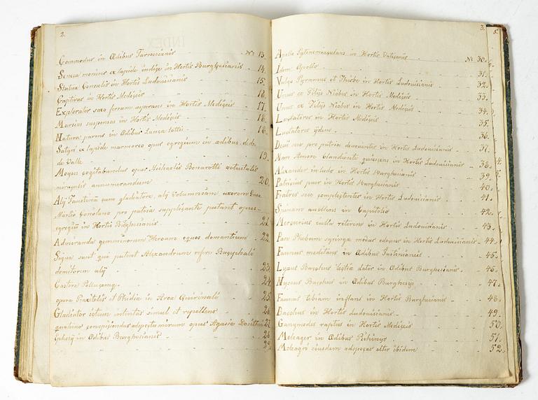 98 etsningar av romerska statyer.