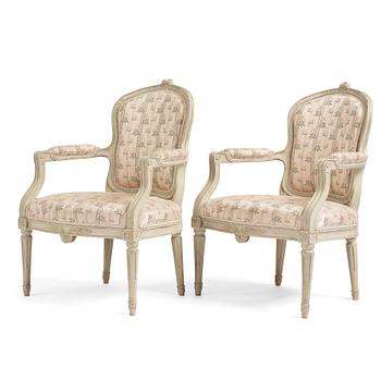 47. A pair of Gustavian armchairs, Stockholm, second part of the 18th century.