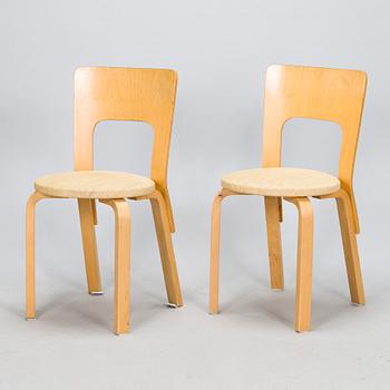 Alvar Aalto, tuoleja, 4 kpl, malli 66 Artek 1980-luku.