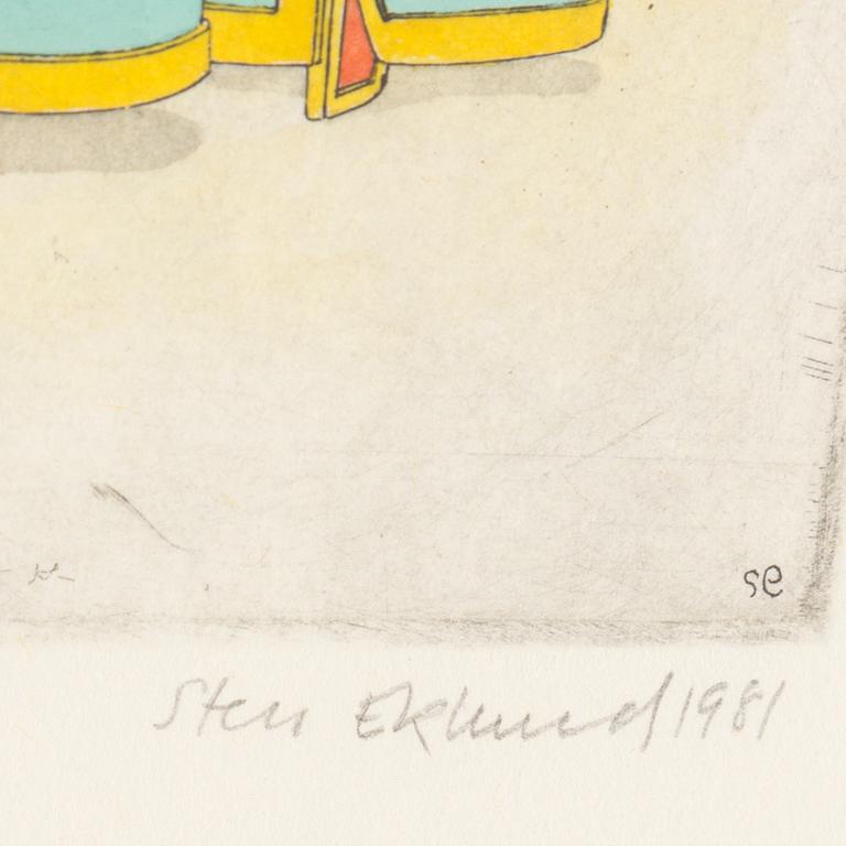 STEN EKLUND, etching, hand coloured, 1981, signed 12/30.